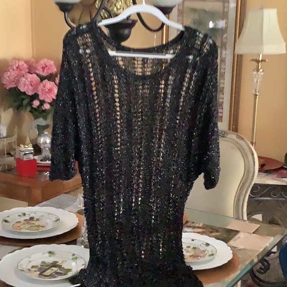 Express crocheted sweater black silver nice over leggings size medium. H… - Picture 12 of 12